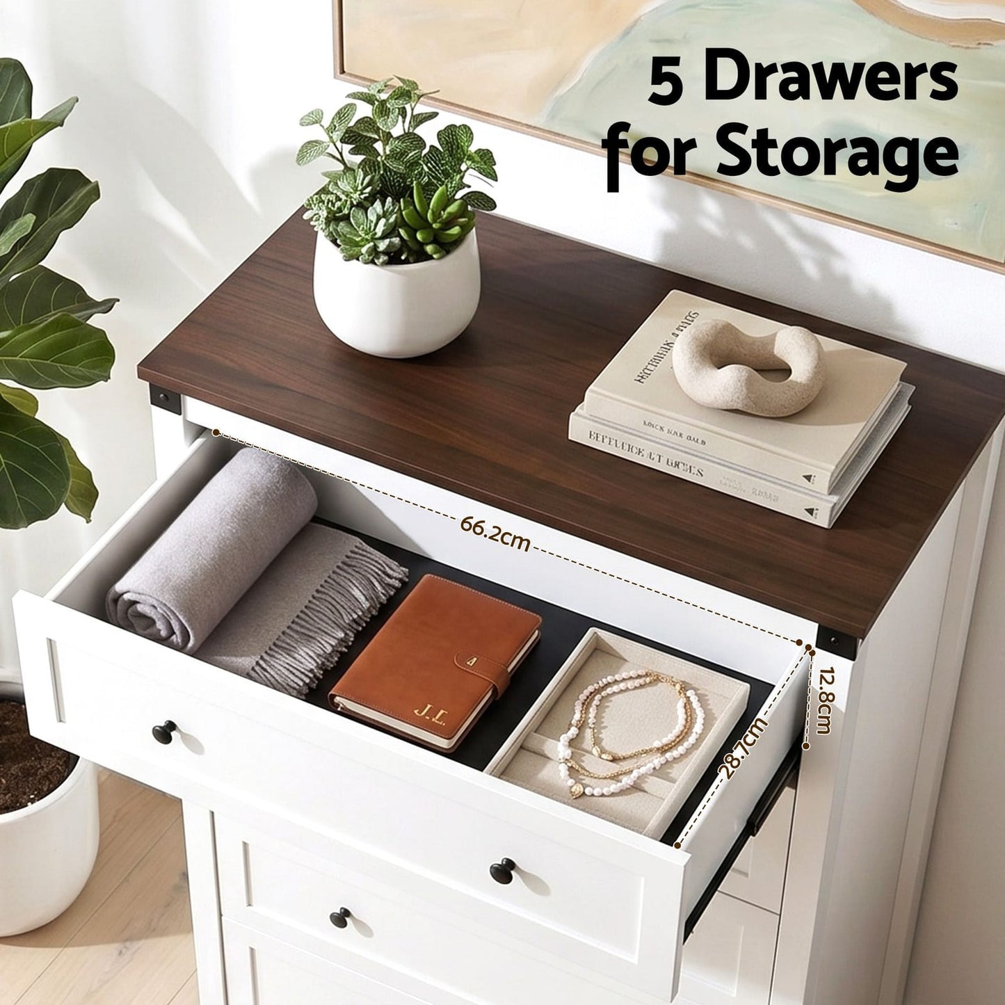Tallboy Storage White Walnut 80x40x123cm