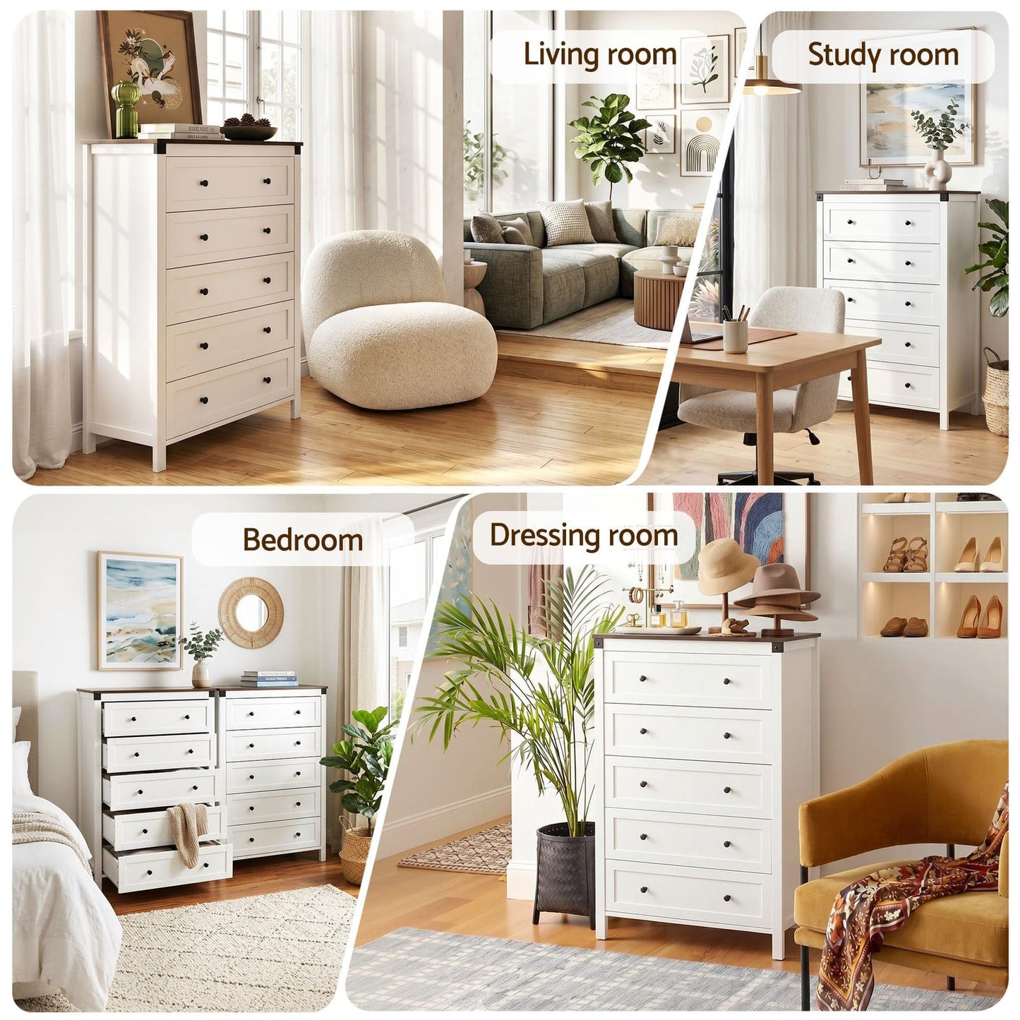 Tallboy Storage White Walnut 80x40x123cm