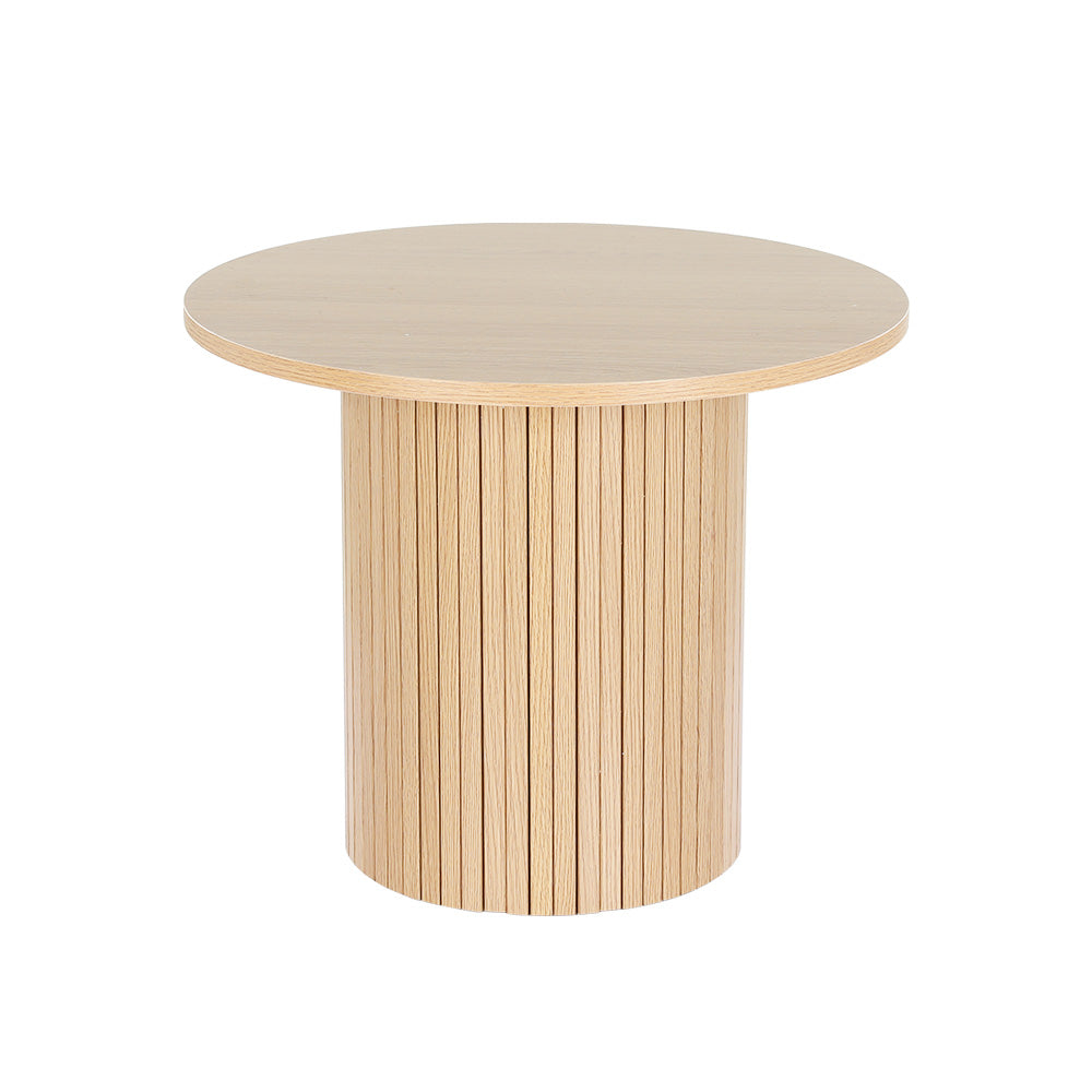 Elegant Round Coffee Table with Fluted Base