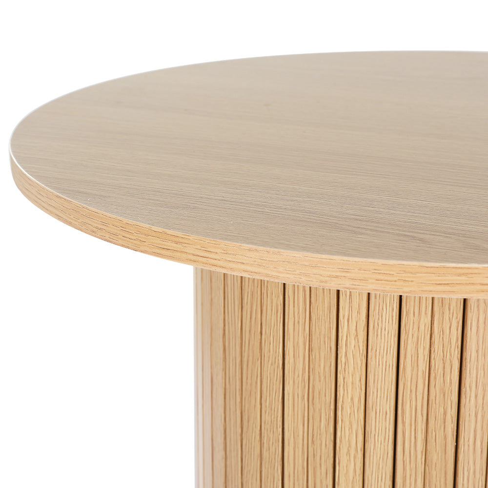 Elegant Round Coffee Table with Fluted Base
