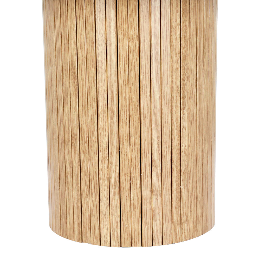 Elegant Round Coffee Table with Fluted Base