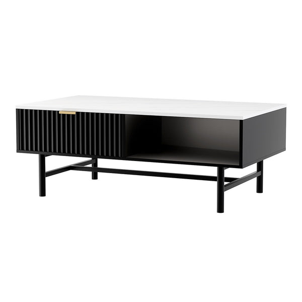  Coffee Table Drawer Storage Shelf Black