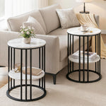 Marble Effect Side Tables Set of 2 Two-Tier | HomeAndLiving