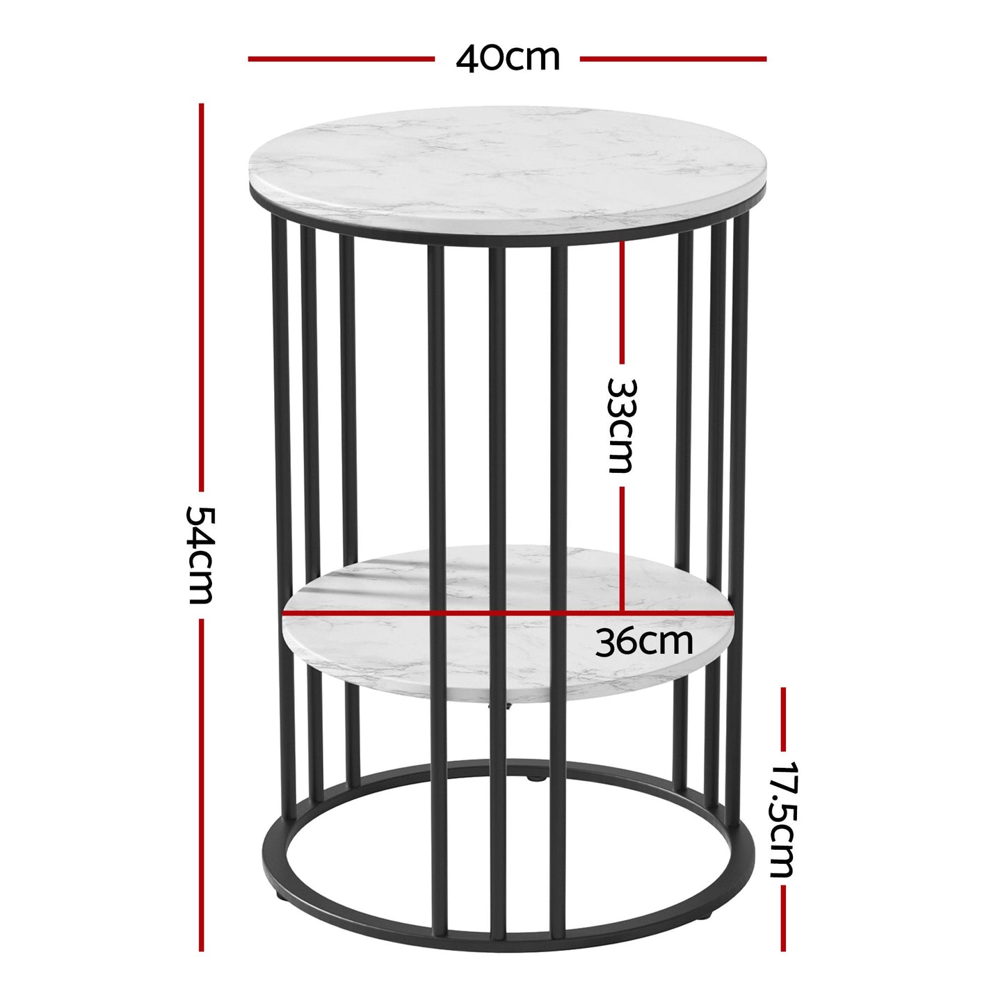 Marble Effect Side Tables Set of 2 Two-Tier | HomeAndLiving