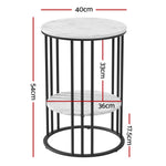 Marble Effect Side Tables Set of 2 Two-Tier | HomeAndLiving