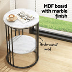 Marble Effect Side Tables Set of 2 Two-Tier | HomeAndLiving