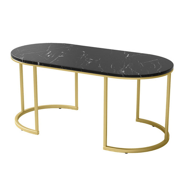  Sleek Black Marble Effect Coffee Table