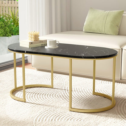 Sleek Black Marble Effect Coffee Table