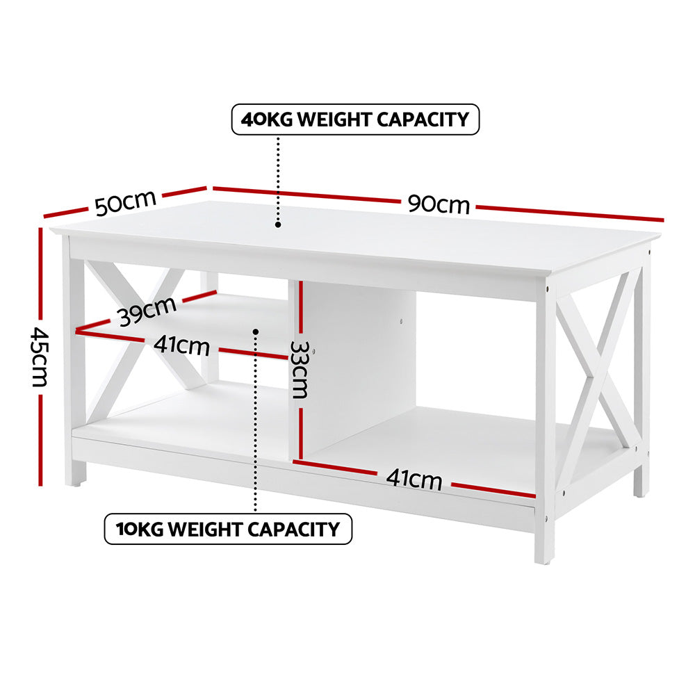  Coffee Table Storage Shelf White