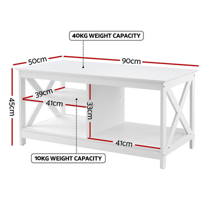  Coffee Table Storage Shelf White
