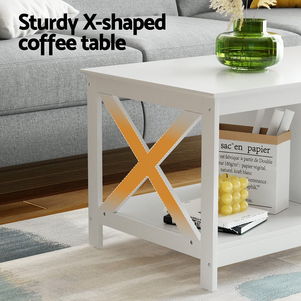  Coffee Table Storage Shelf White