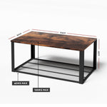 2-Tier Coffee Table Rustic Brown 104CM Modern Living Room Furniture