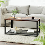 2-Tier Coffee Table Rustic Brown 104CM Modern Living Room Furniture