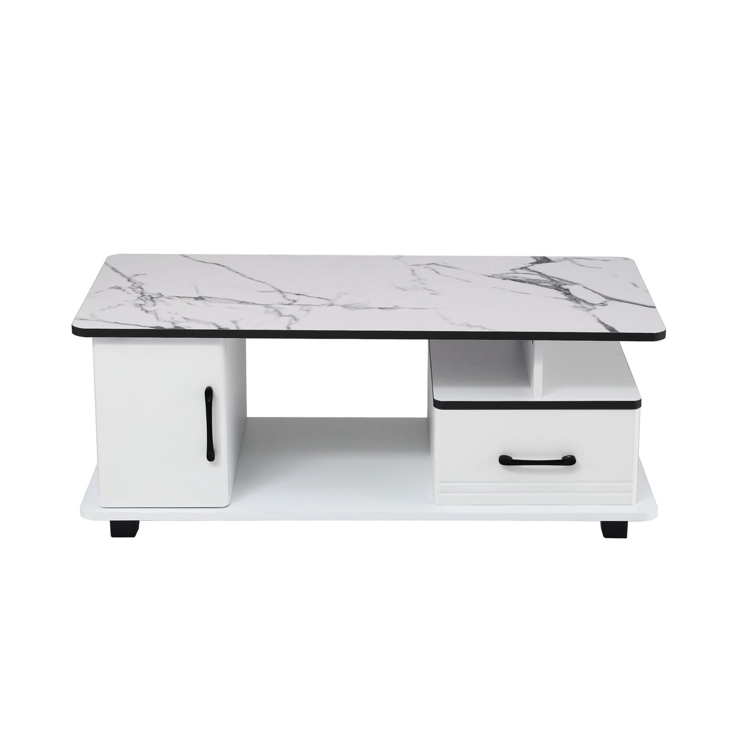 Marble Coffee Table Storage Drawer White | HomeAndLiving - 3
