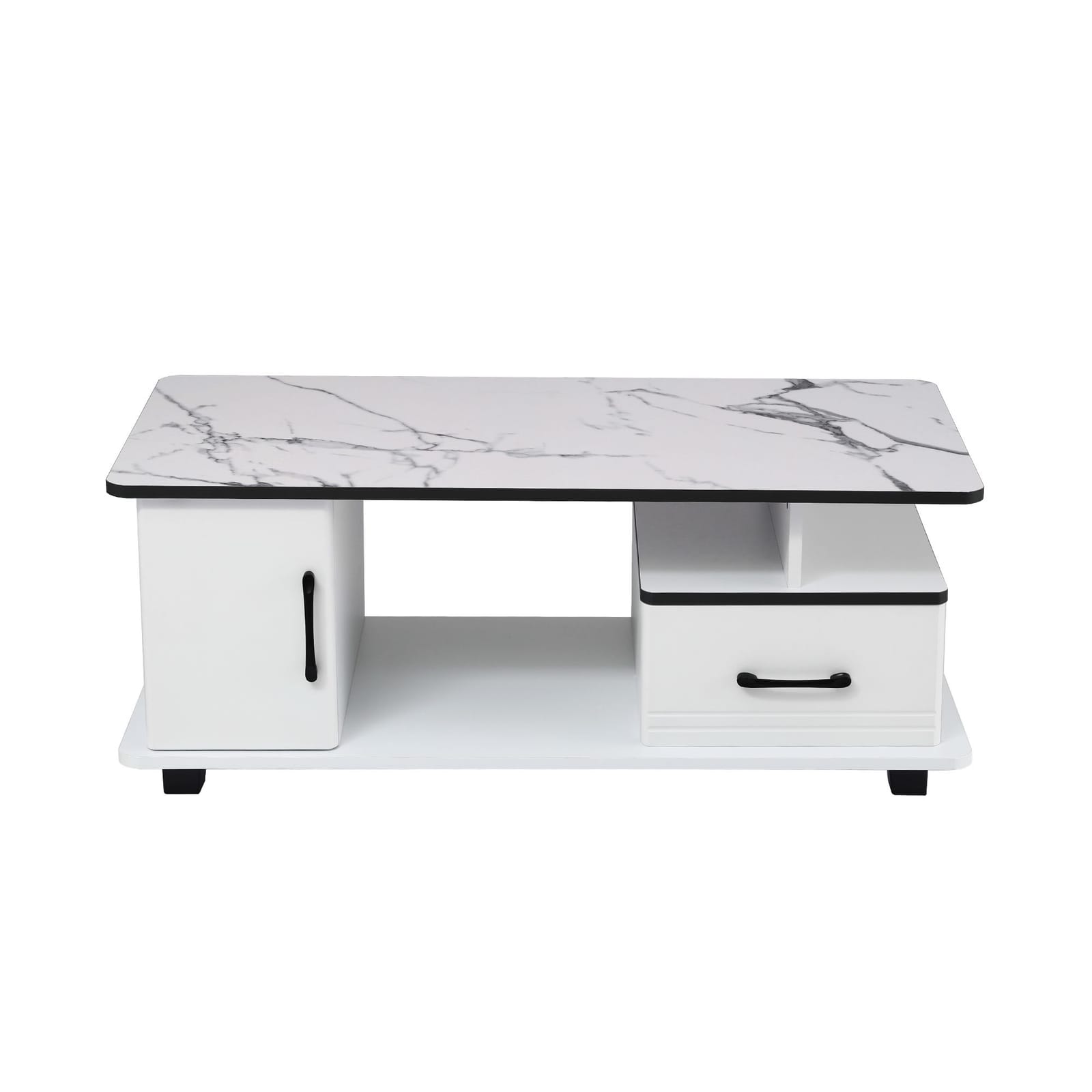 Marble Coffee Table Storage Drawer White | HomeAndLiving - 3