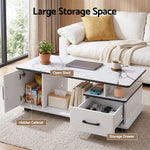 Marble Coffee Table Storage Drawer White | HomeAndLiving