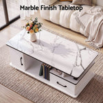 Marble Coffee Table Storage Drawer White | HomeAndLiving