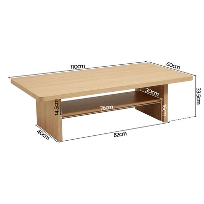Coffee Table 110cm 2-Tier Storage Shelf | HomeAndLiving - 3