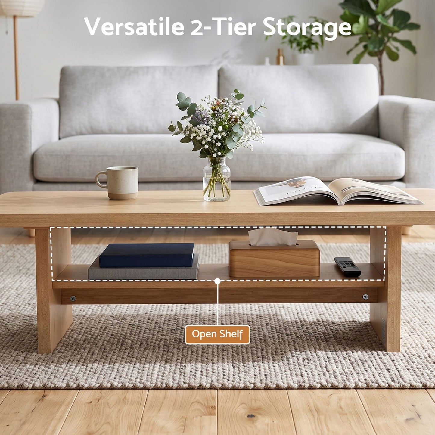 Coffee Table 110cm 2-Tier Storage Shelf | HomeAndLiving - 6
