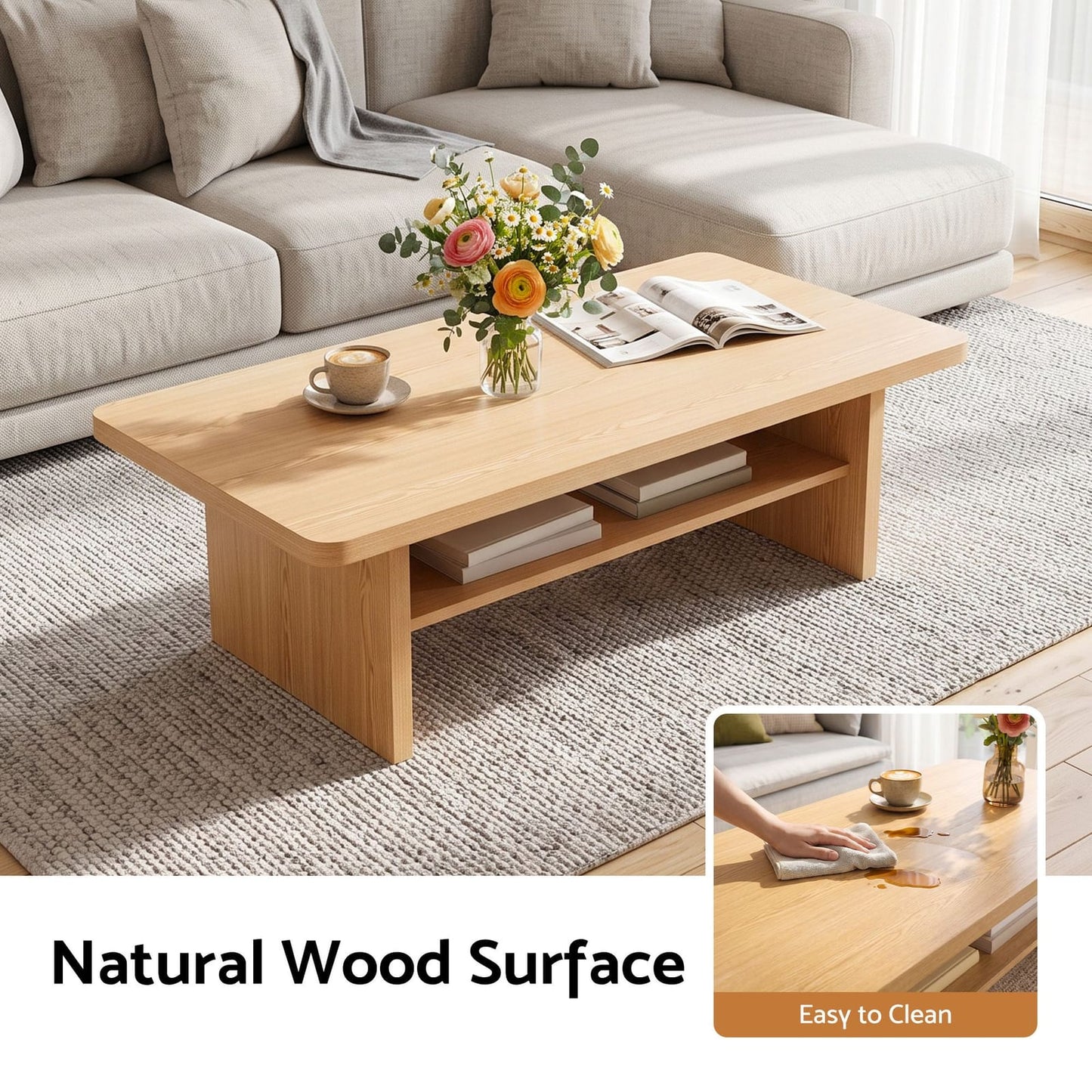 Coffee Table 110cm 2-Tier Storage Shelf | HomeAndLiving - 7