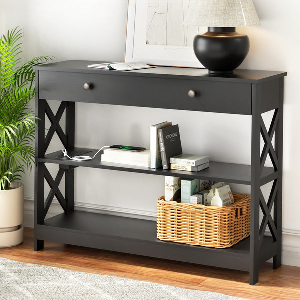  3-Tier Console Table with USB Outlets