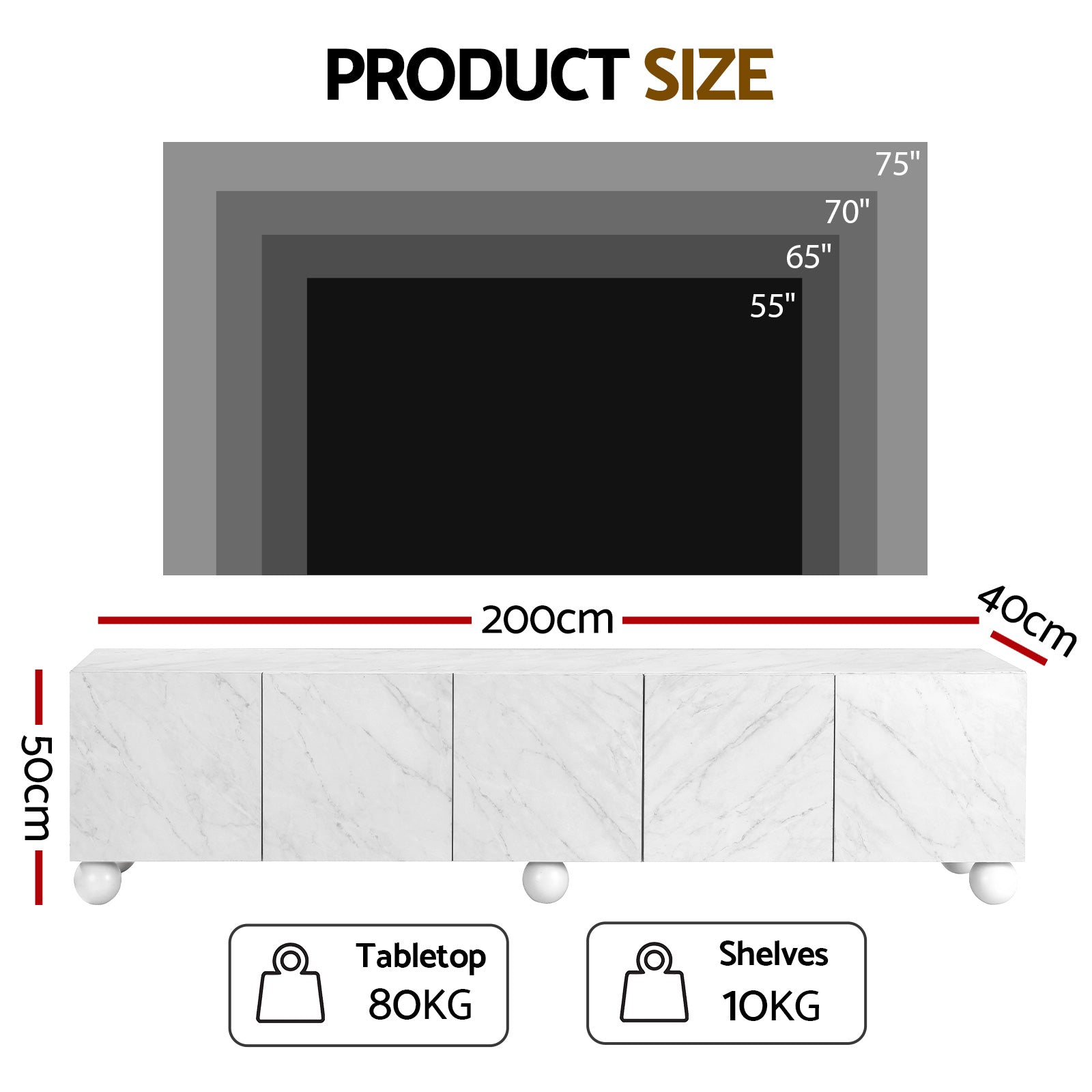 200cm TV Entertainment Unit White Marble | HomeAndLiving