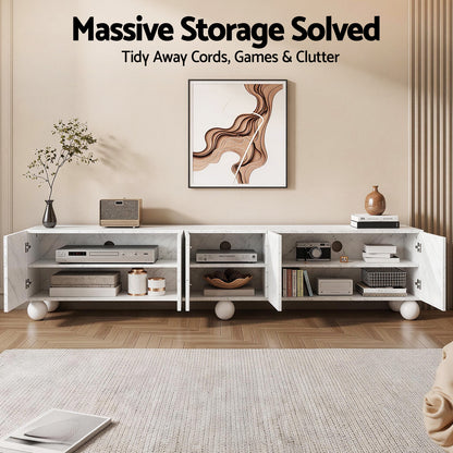 200cm TV Entertainment Unit White Marble | HomeAndLiving