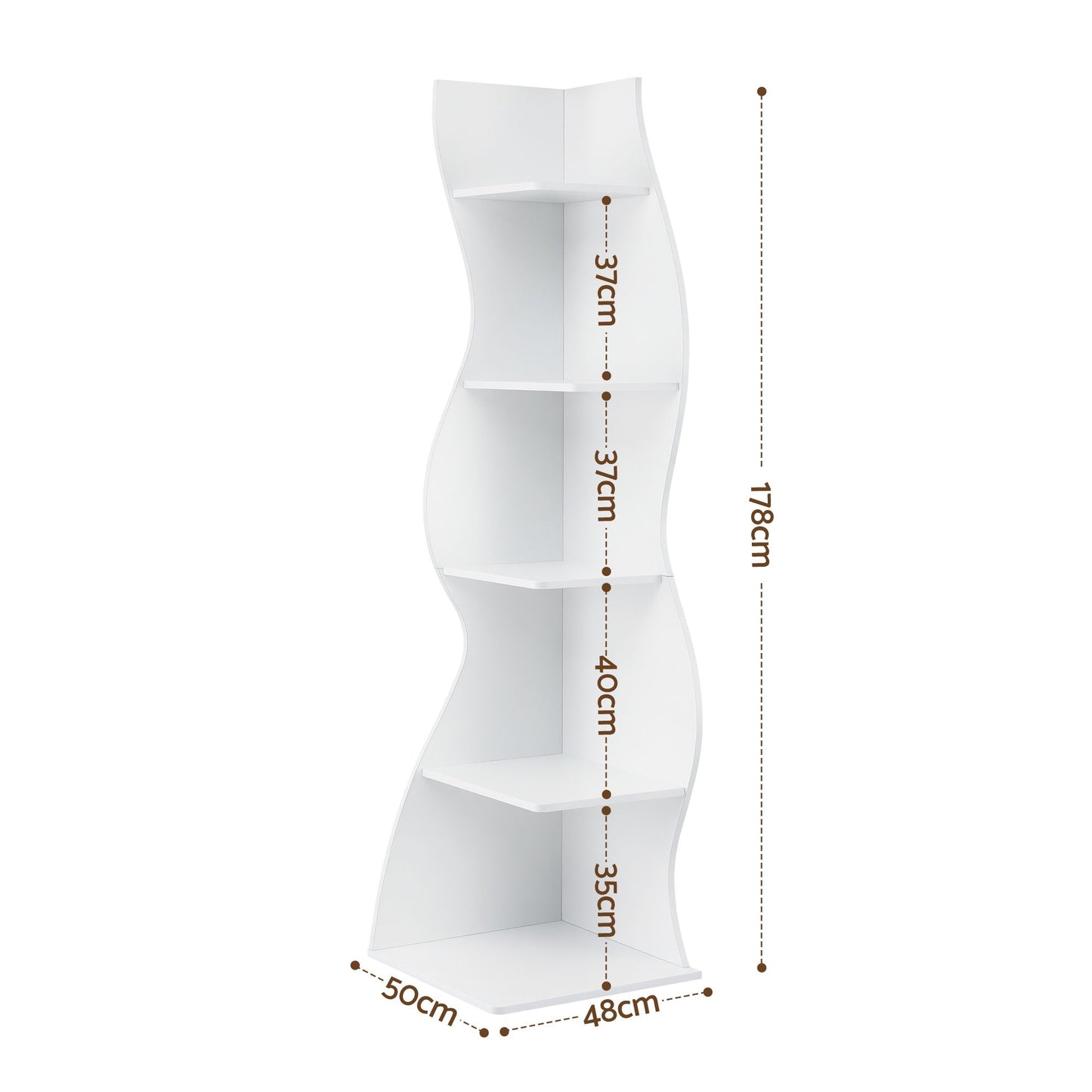 5-Tier Corner Bookshelf S-Shaped White | HomeAndLiving - 3