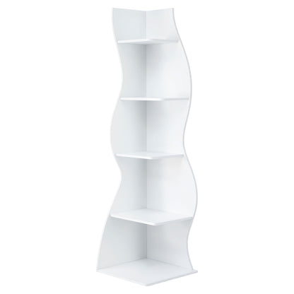 5-Tier Corner Bookshelf S-Shaped White | HomeAndLiving - 4