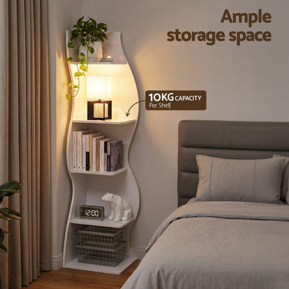 5-Tier Corner Bookshelf S-Shaped White | HomeAndLiving - 6