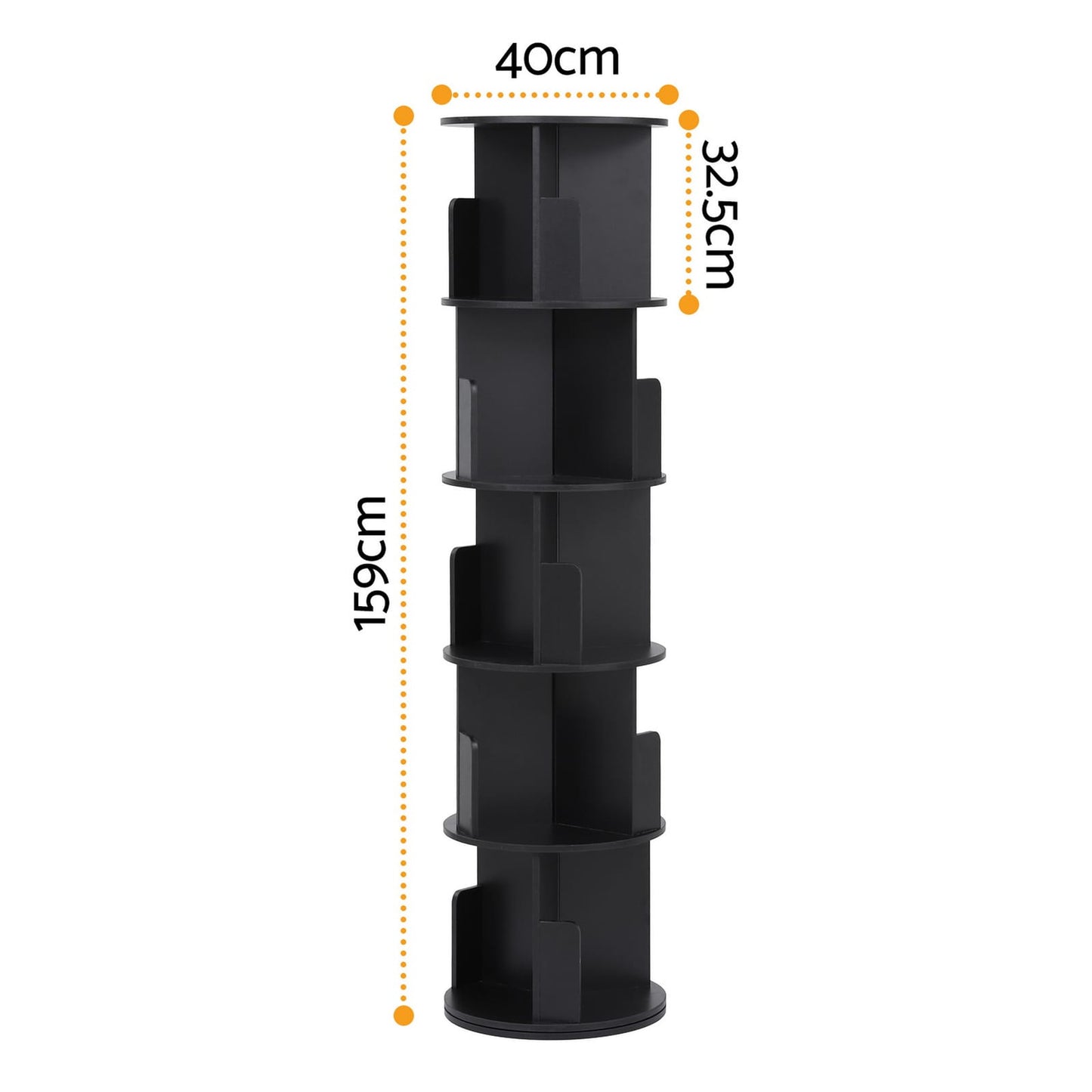 Round Bookshelf Display Stand 40x40x159cm