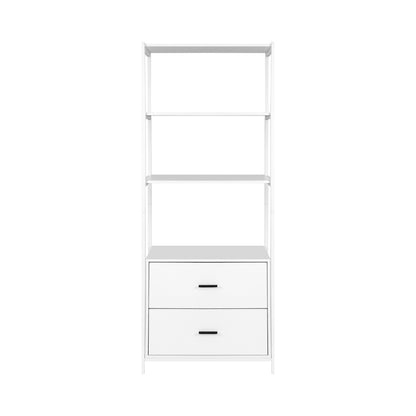 Bookshelf Display Shelf 2 Drawers 152CM White