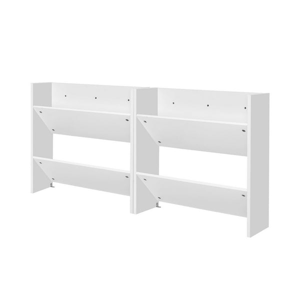  Shoe Rack 2-tier 12 Pairs Wall Mounted x2 - White