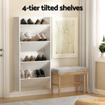 Shoe Rack 2-tier 12 Pairs Wall Mounted x2 - White