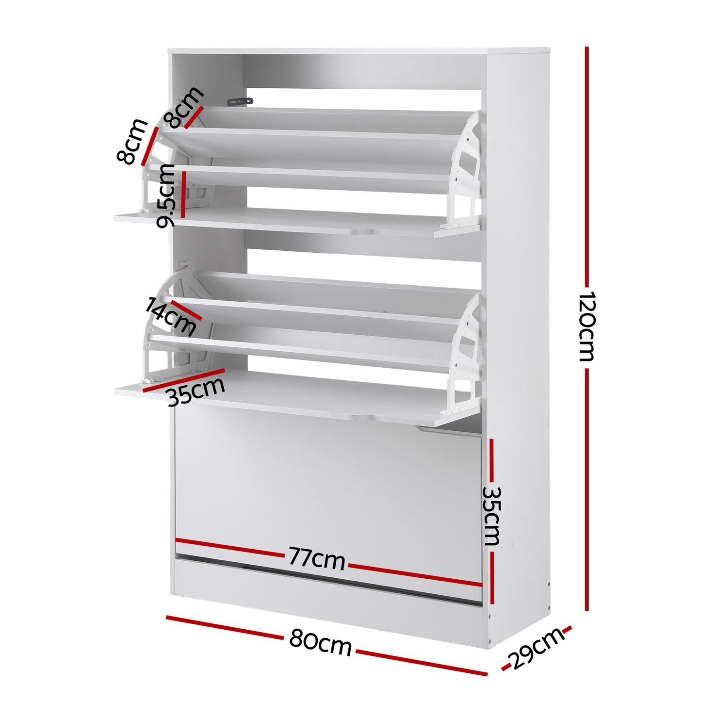 Shoe Cabinet 24 Pairs 6 Tier Flip Door White | HomeAndLiving