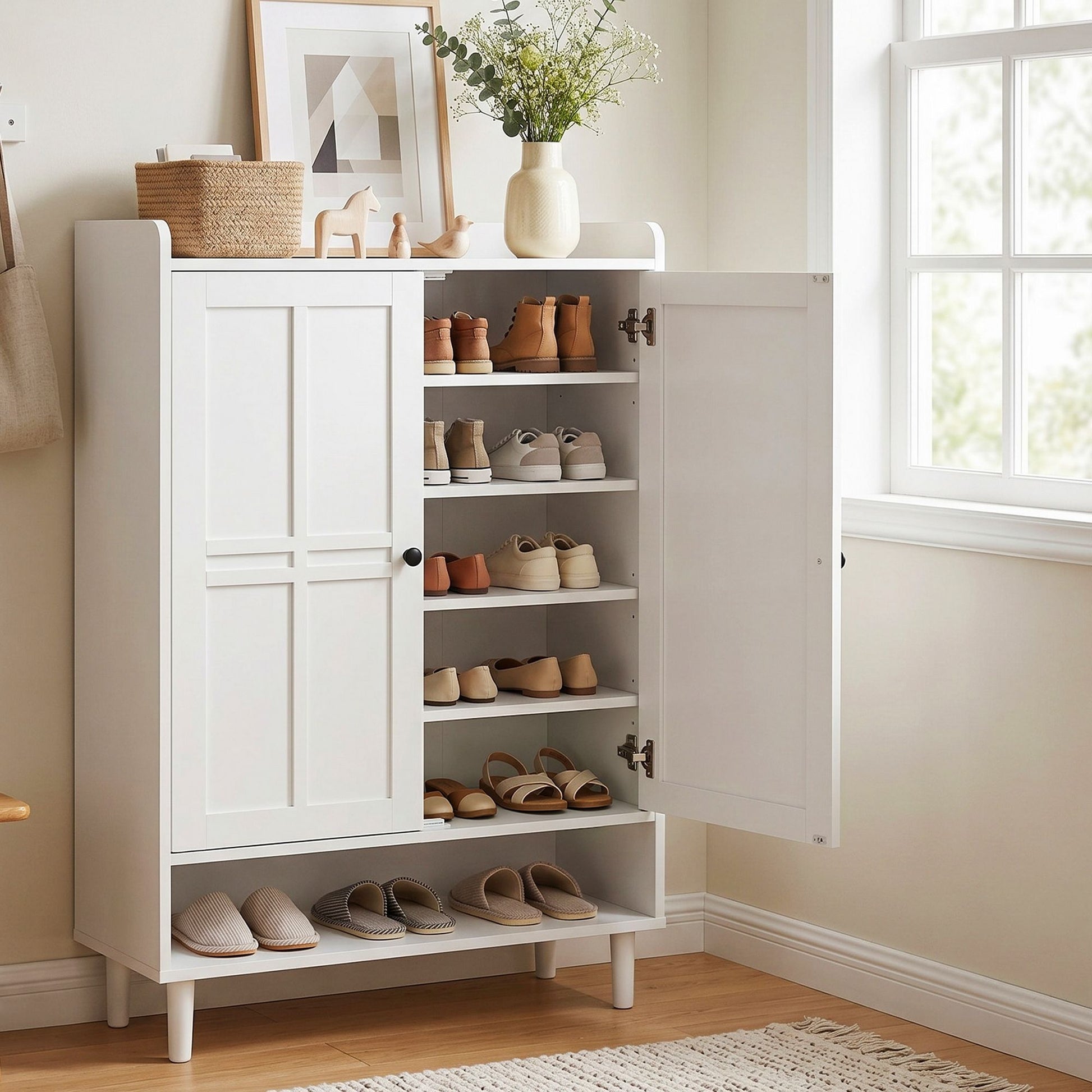 Shoe Cabinet 6 Tier 24 Pairs White Storage | HomeAndLiving