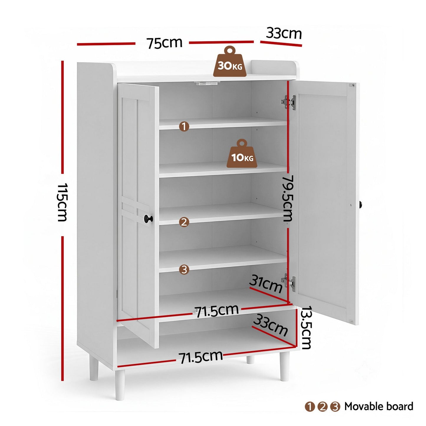 Shoe Cabinet 6 Tier 24 Pairs White Storage | HomeAndLiving - 4
