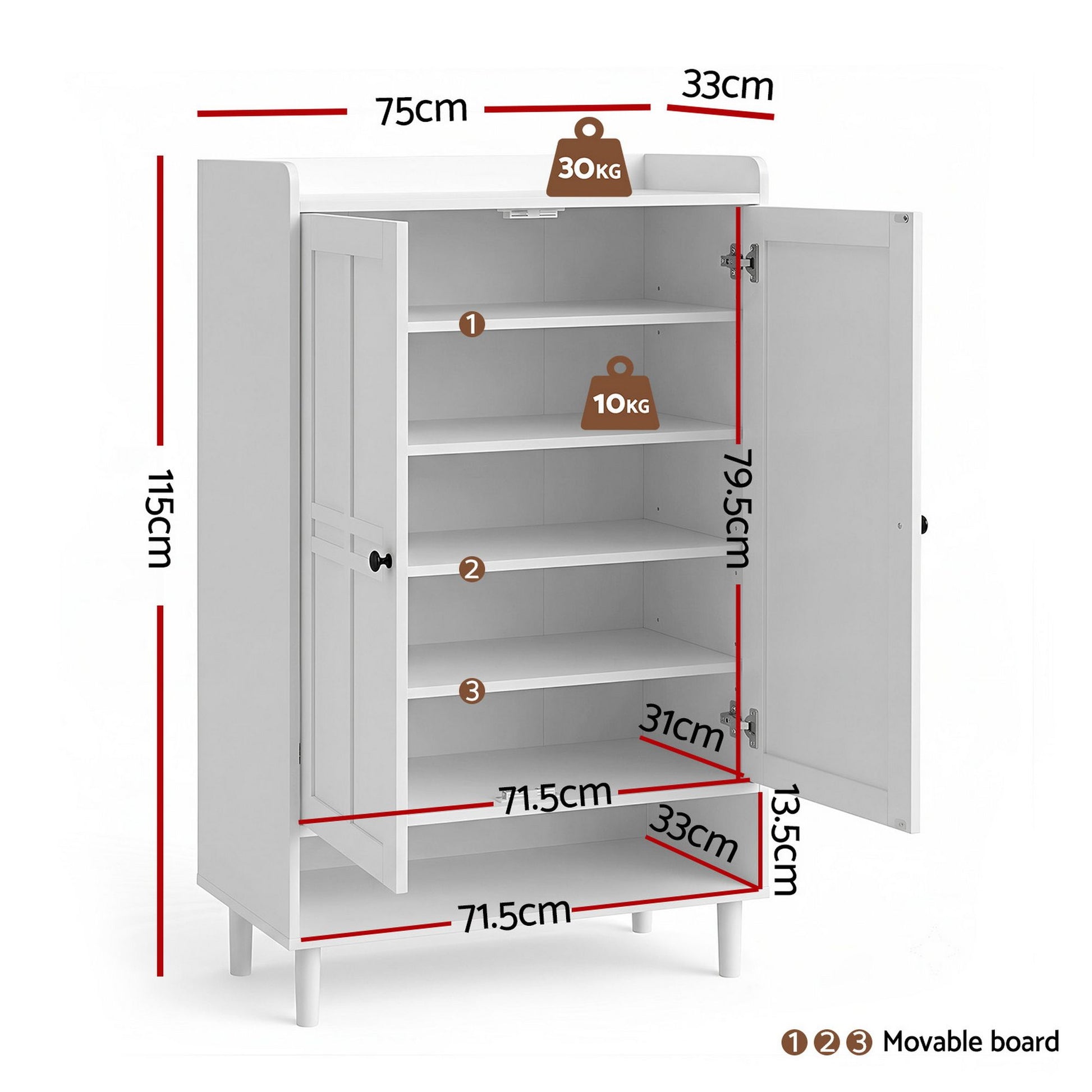 Shoe Cabinet 6 Tier 24 Pairs White Storage | HomeAndLiving - 4