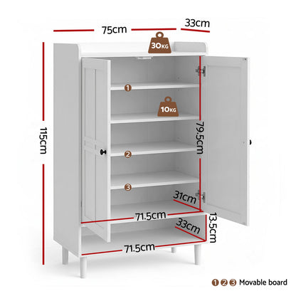 Shoe Cabinet 6 Tier 24 Pairs White Storage | HomeAndLiving - 4