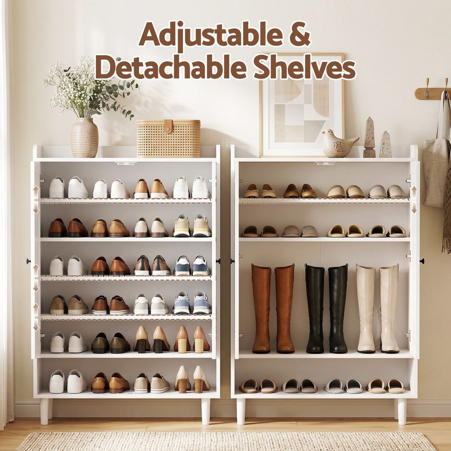 Shoe Cabinet 6 Tier 24 Pairs White Storage | HomeAndLiving - 6