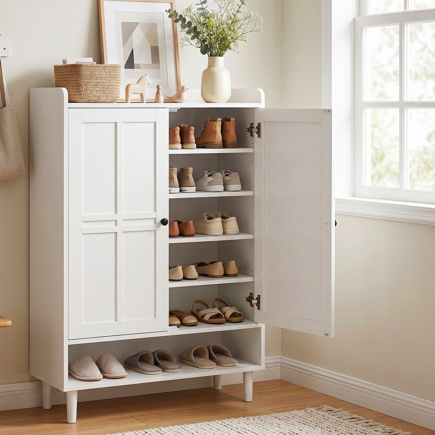 Shoe Cabinet 6 Tier 24 Pairs White Storage | HomeAndLiving - 11
