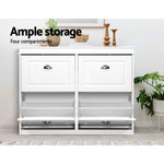 Shoe Cabinet Bench Set Flip Drawers White | HomeAndLiving