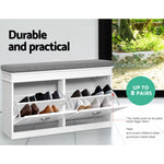 Shoe Cabinet Bench Set Flip Drawers White | HomeAndLiving