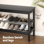 Shoe Rack Cabinet Bamboo Bench 10 Paris Black