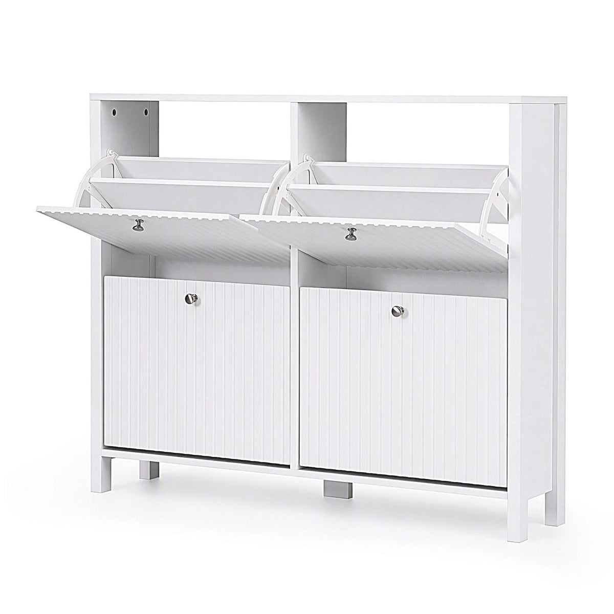 Shoe Cabinet 4 Drawer White 110x24x90cm