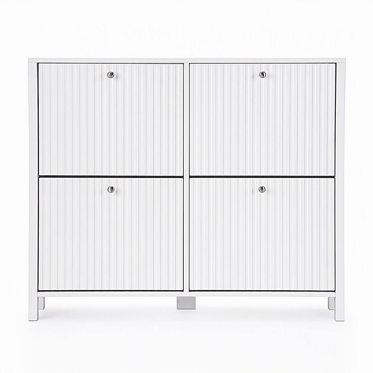 Shoe Cabinet 4 Drawer White 110x24x90cm