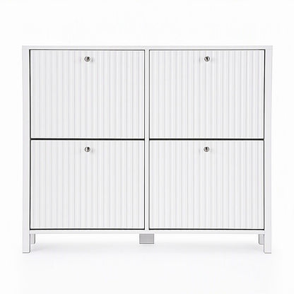 Shoe Cabinet 4 Drawer White 110x24x90cm