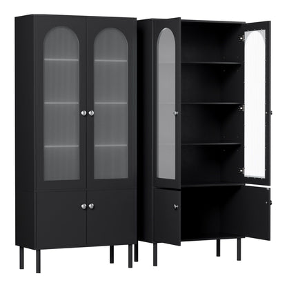 Fluted Buffet Sideboard Cabinet 5-Tier Black | HomeAndLiving - 2