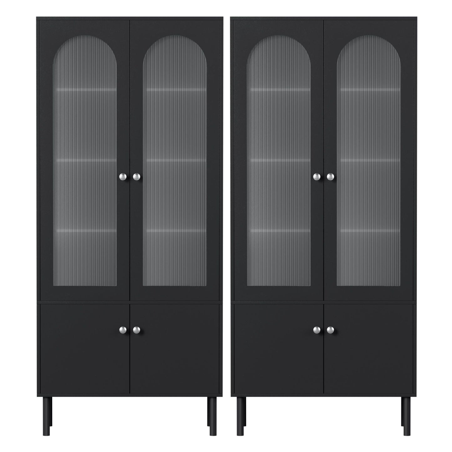 Fluted Buffet Sideboard Cabinet 5-Tier Black | HomeAndLiving - 5