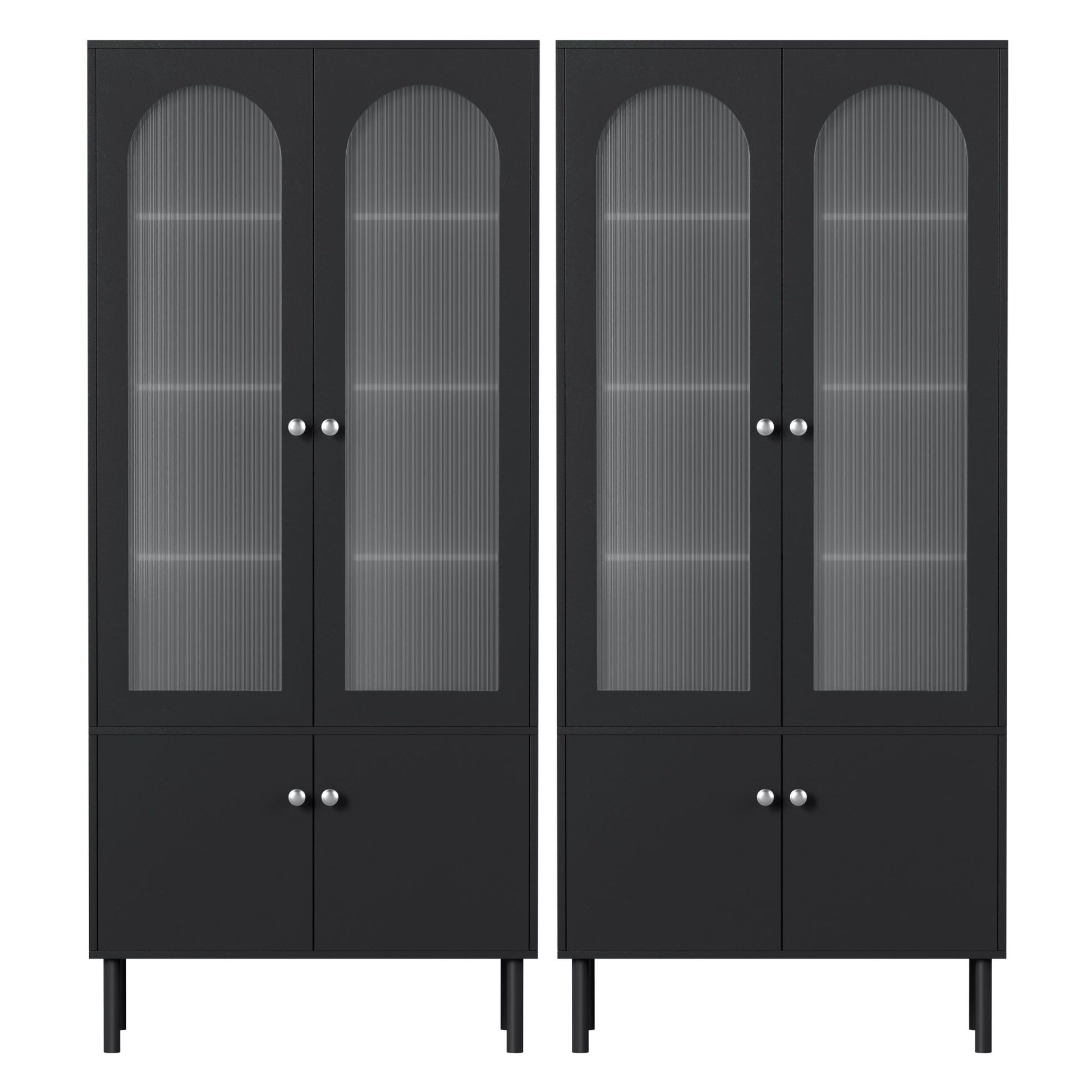 Fluted Buffet Sideboard Cabinet 5-Tier Black | HomeAndLiving - 5
